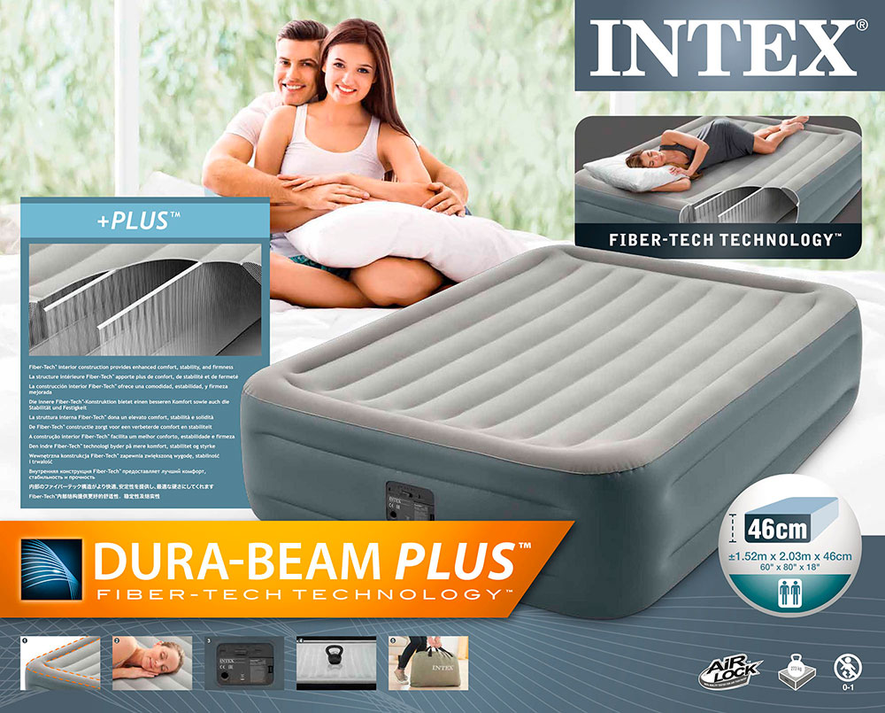 Надувная кровать 152х203х46см "Essential" встр.нас. 220В, до 272кг, Intex 64126
