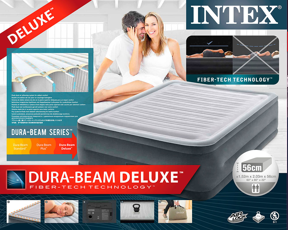Надувная кровать 152х203х56см "Comfort-Plush" встр.нас. 220В, до 272кг, Intex 64418