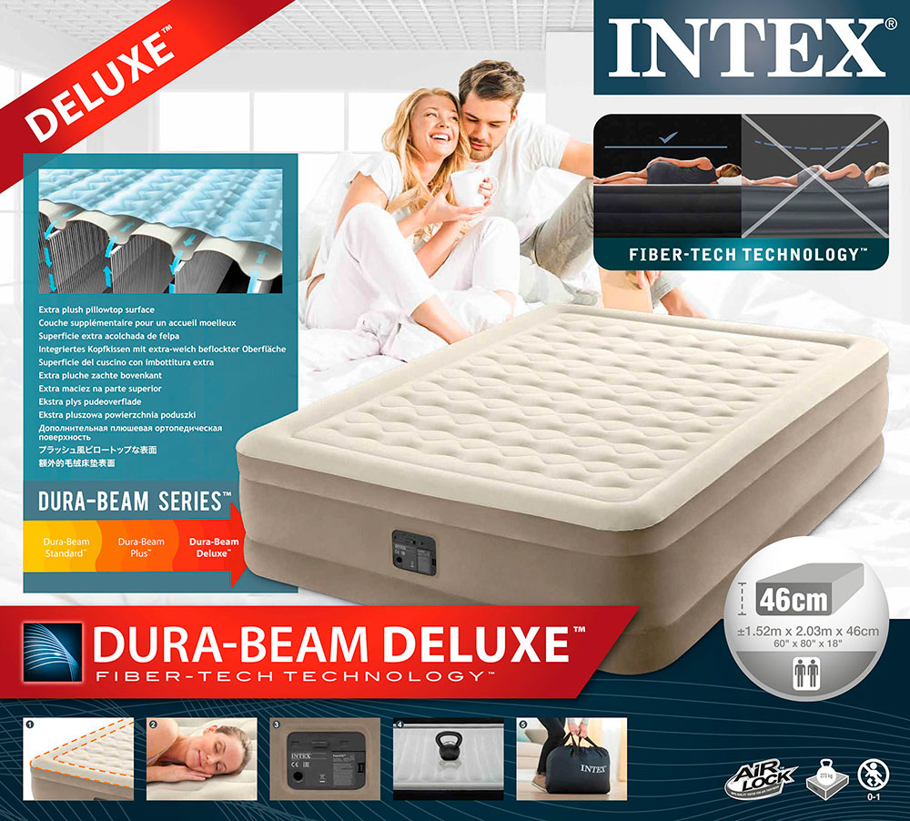 Надувная кровать 152х203х46см "Ultra Plush" встр.нас. 220В, до 272кг, Intex 64428