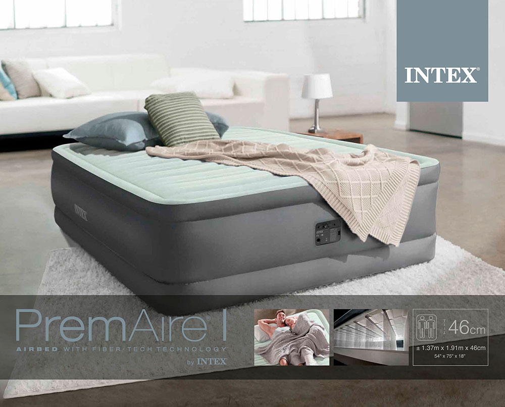 Надувная кровать 137х191х46см "Premaire Elevated" встр.нас. 220В, до 272кг, Intex 64904