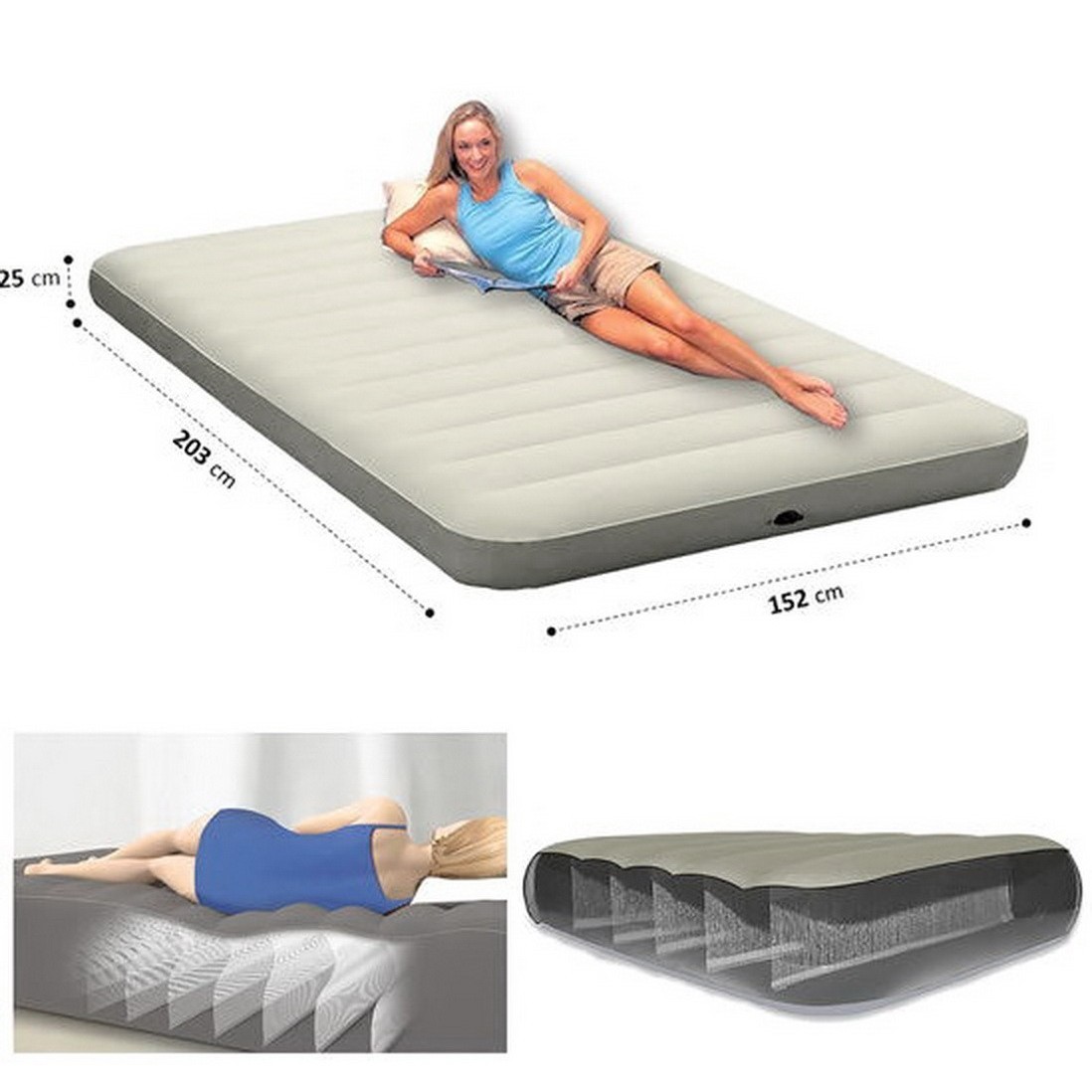 Надувной матрас 152х203х25см "Deluxe" до 272кг, Intex 64709