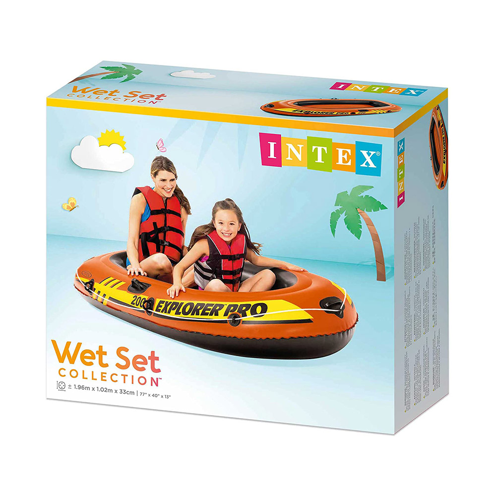 Надувная лодка "Explorer Pro 200" 196х102х33см, до 120кг, Intex 58356