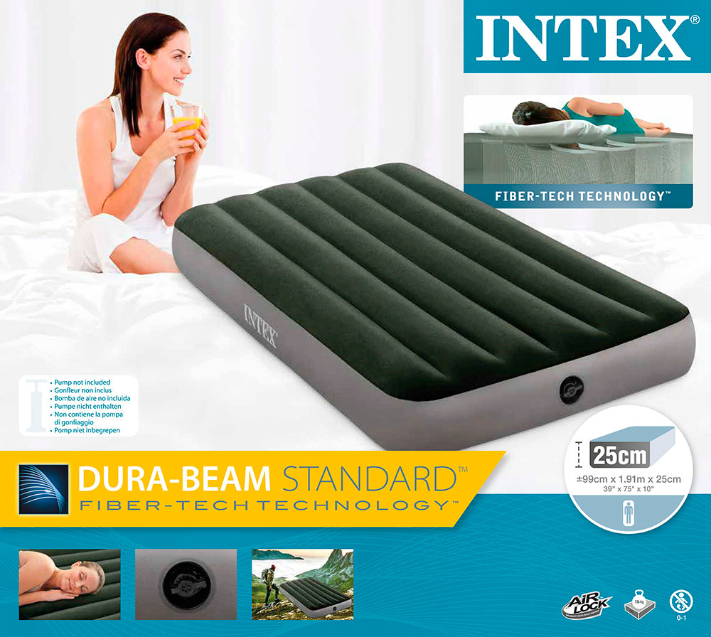 Надувной матрас 99х191х25см "Prestige" до 136кг, Intex 64107