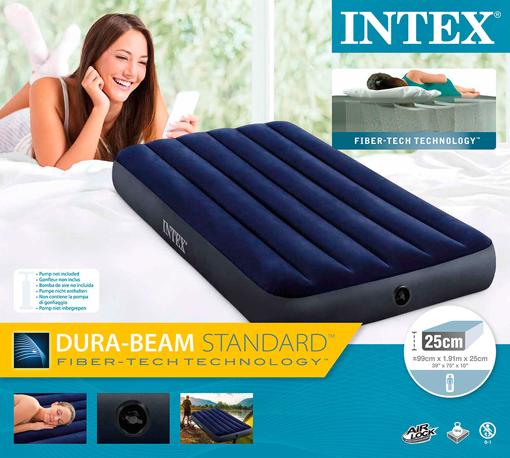 Надувной матрас 99х191х25см "Classic" до 136кг, Intex 64757