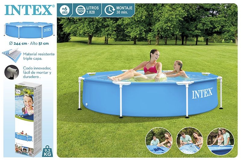 Каркасный бассейн Metal Frame 244х51см, 1828л, Intex 28205