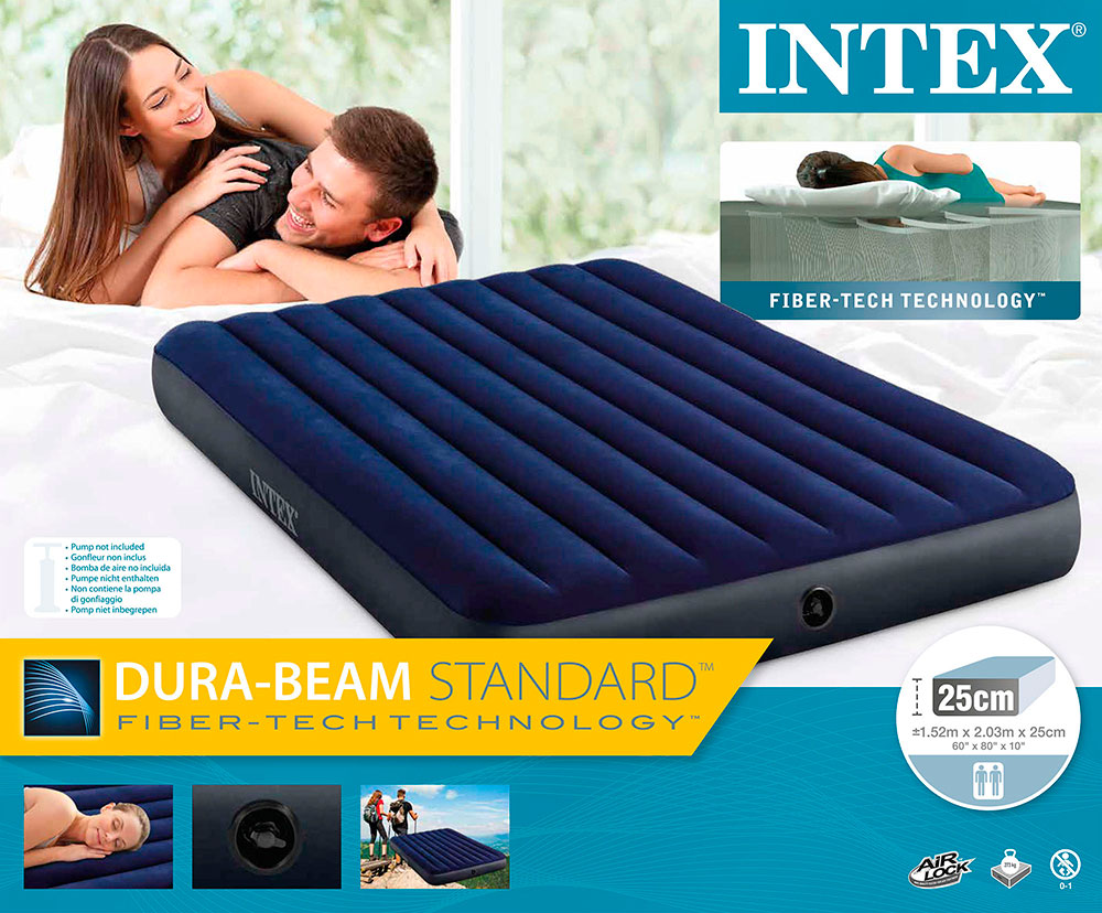 Надувной матрас 152х203х25см "Classic" до 272кг, Intex 64759
