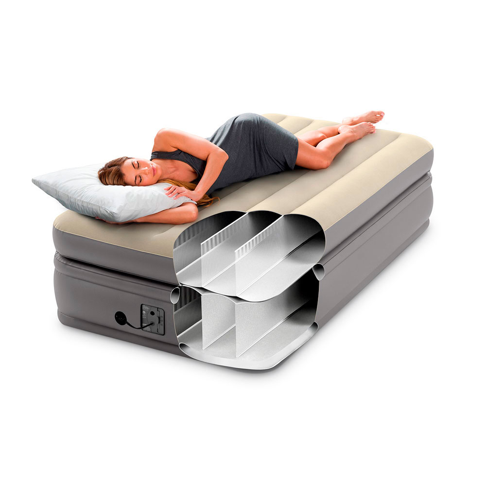 Надувная кровать 99х191х51см "Prime Comfort" встр.нас. 220В, до 136кг, Intex 64162