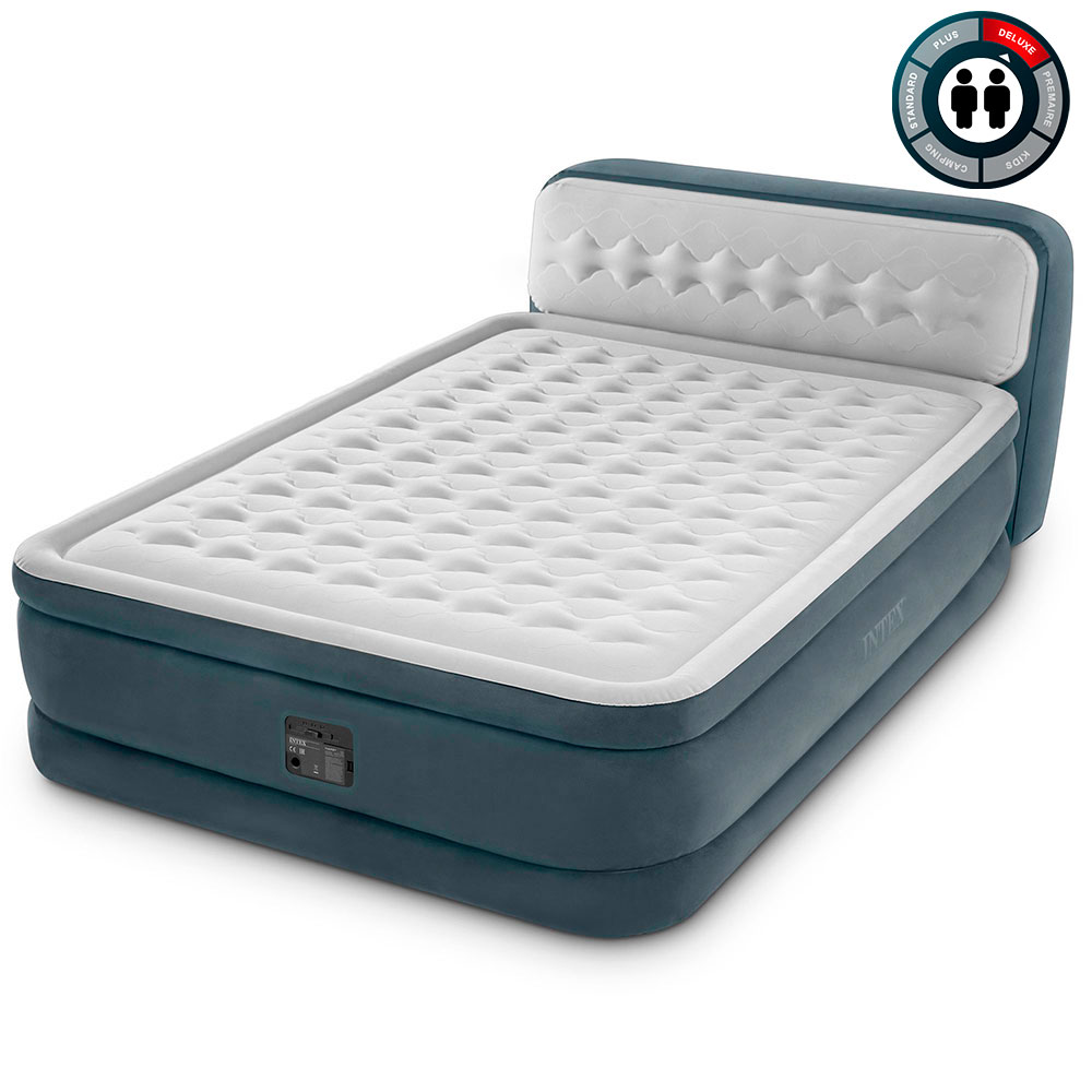 Надувная кровать 152х236х86см "Ultra Plush Headboard" со спинкой, встр.нас. 220В, до 272кг, Intex 64448
