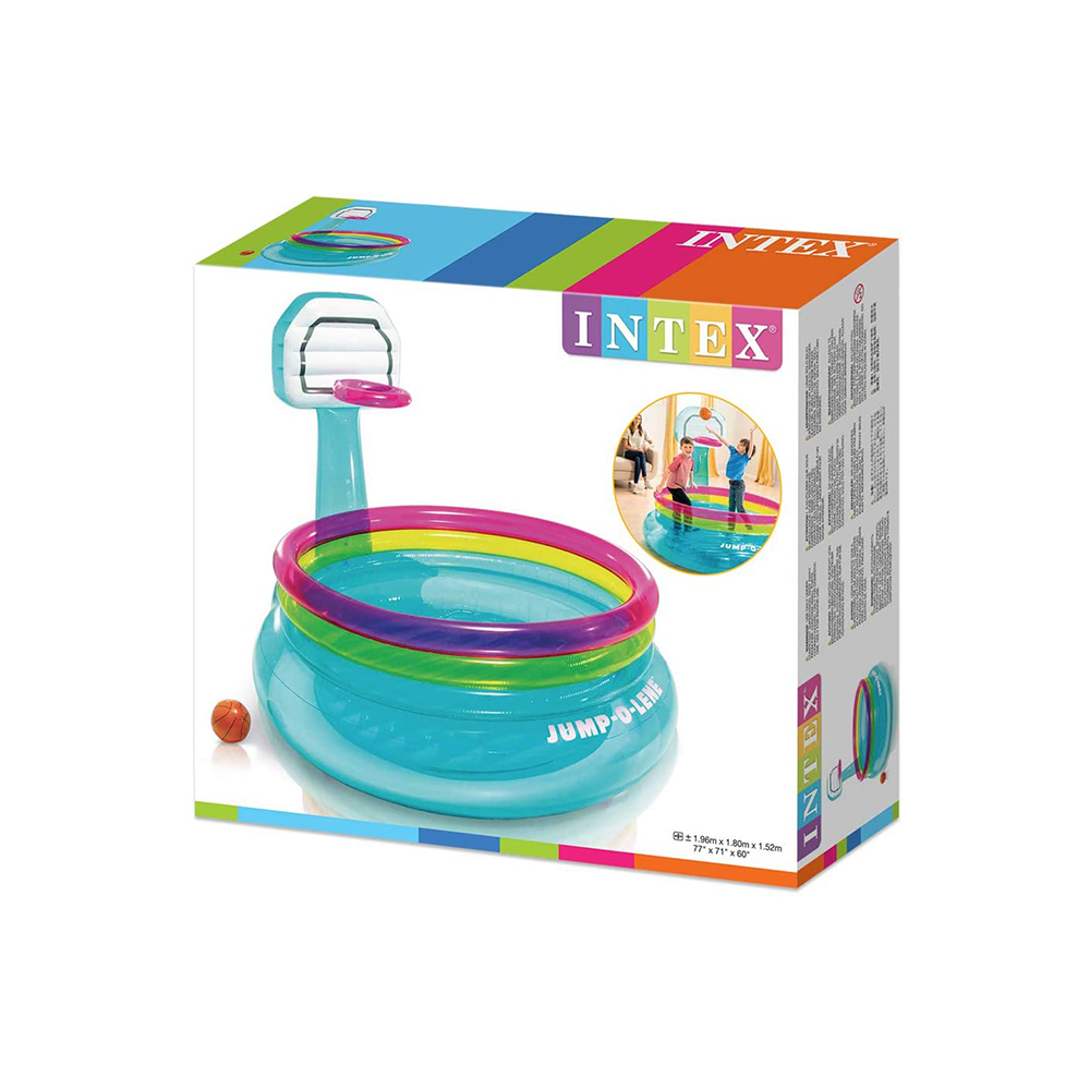 Игровой центр-батут 196х180х152см, с баскетбольным кольцом, 3-6 лет, Intex 48265