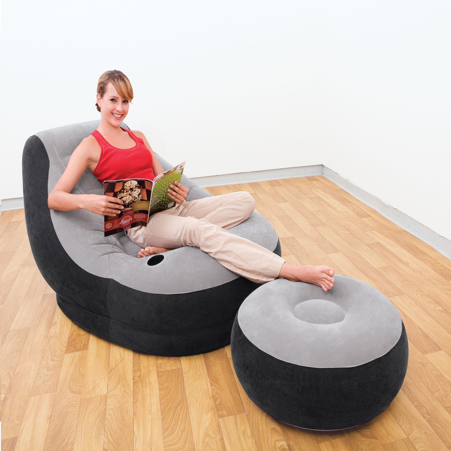 Надувное кресло 102х137х79см "Ultra Lounge" с пуфиком 64х28см, 100кг, Intex 68564