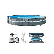 Intex 26340 Каркасный бассейн Ultra XTR Frame 732х132см, 47241л, песч.фил.-нас. 10500л/ч, лестница, тент, подст.