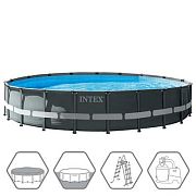 Intex 26334 Каркасный бассейн Ultra XTR Frame 610х122см, 30079л, песч.фил.-нас. 7900л\ч, лестница, тент, подст.