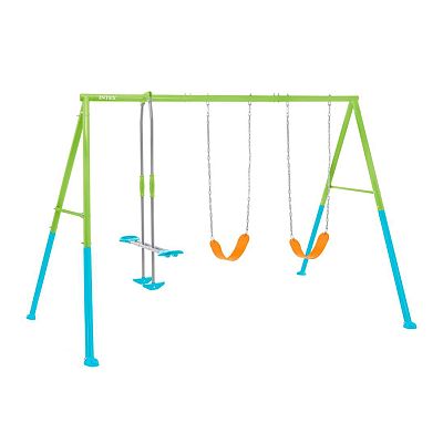 Качели детские 343х254х211см тройные, цветные, от 3 до 10 лет, Intex 44121