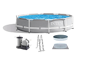 Intex 26756 Каркасный бассейн Prism Frame 610х132см, 32695л, фил.-насос 5678л\ч, лестница, тент, подстилка