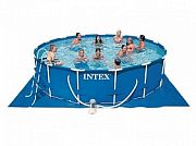 Intex У28232 УЦЕНКА Каркасный бассейн Metal Frame 457х91см, фильтр-насос 220В, лестница, настил, тент