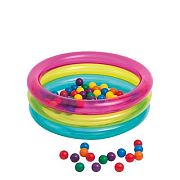 Intex 48674 Игровой бассейн 86x86x25см "Радуга" с мячами (50шт), 1-3 лет