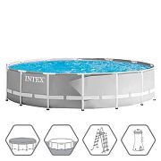 Intex 26724 Каркасный бассейн Prism Frame 457х107см, 14614л, фил.-насос 3785л\ч, лестница, тент, подстилка